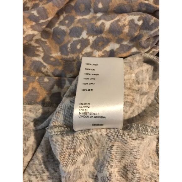 Anthropologie Maeve Leopard Print Puff Sleeve 100% Linen Top - Small - Picture 8 of 8